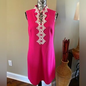 Vince Camuto Pink Sleeveless Dress with White Embroidery